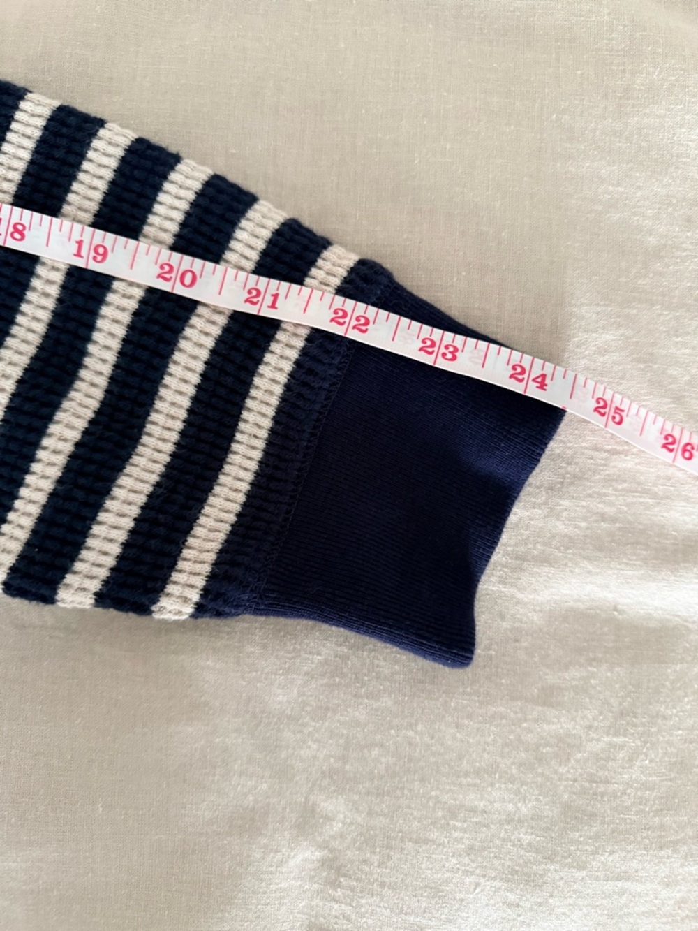 J.Crew Navy & White Striped Waffle Knit Shirt | Cozy Cotton Pullover - Picture 9 of 10